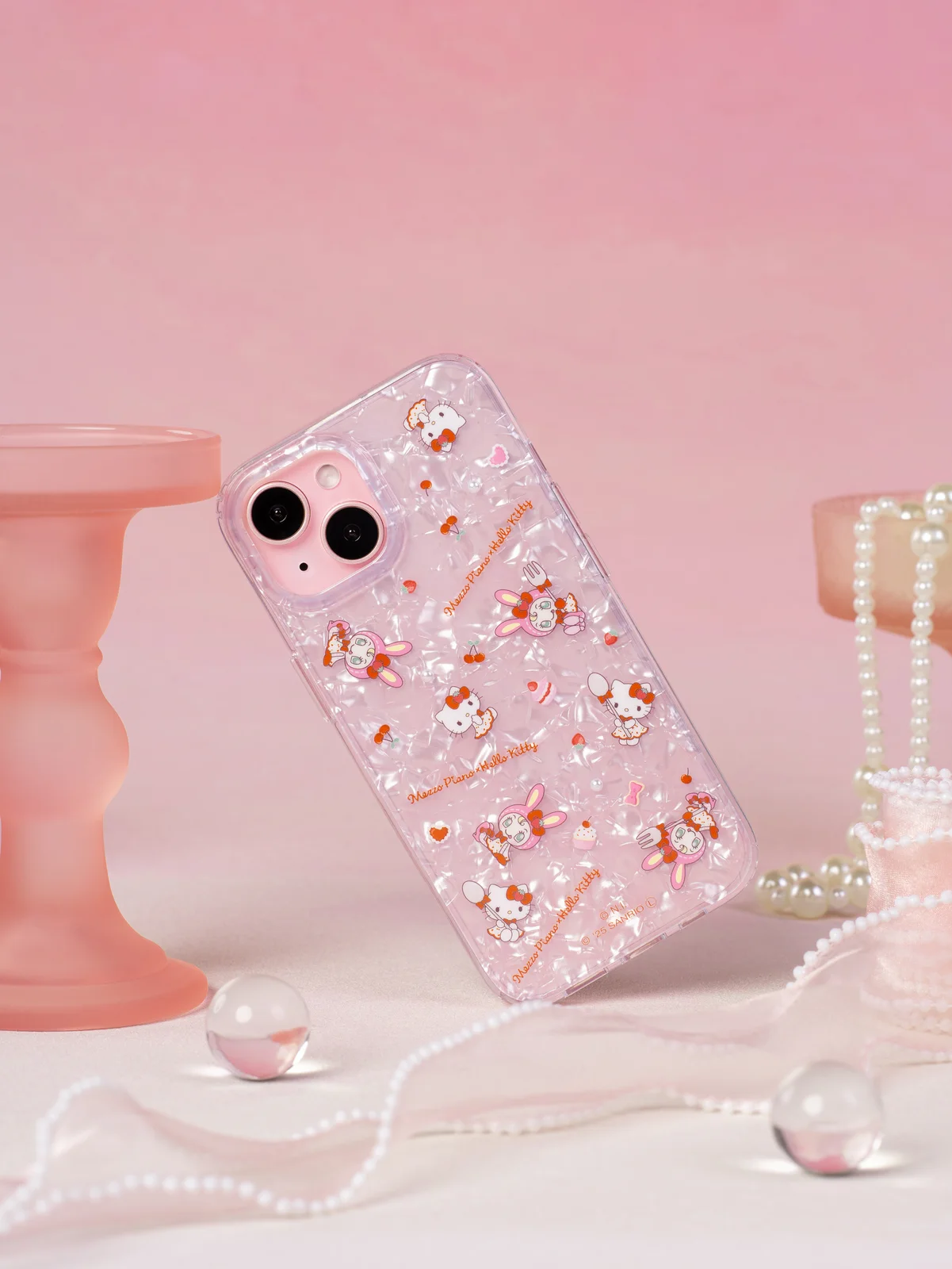 Hello Kitty × Mezzo Piano 联名贝壳纹手机壳｜少女风电商产品摄影